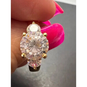 Trilogy CZ gold over sterling silver ring size 9